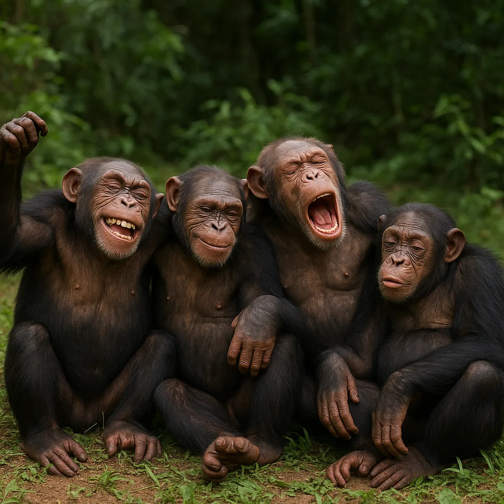 AI billede af Chimpanse med alkoholrig frugt