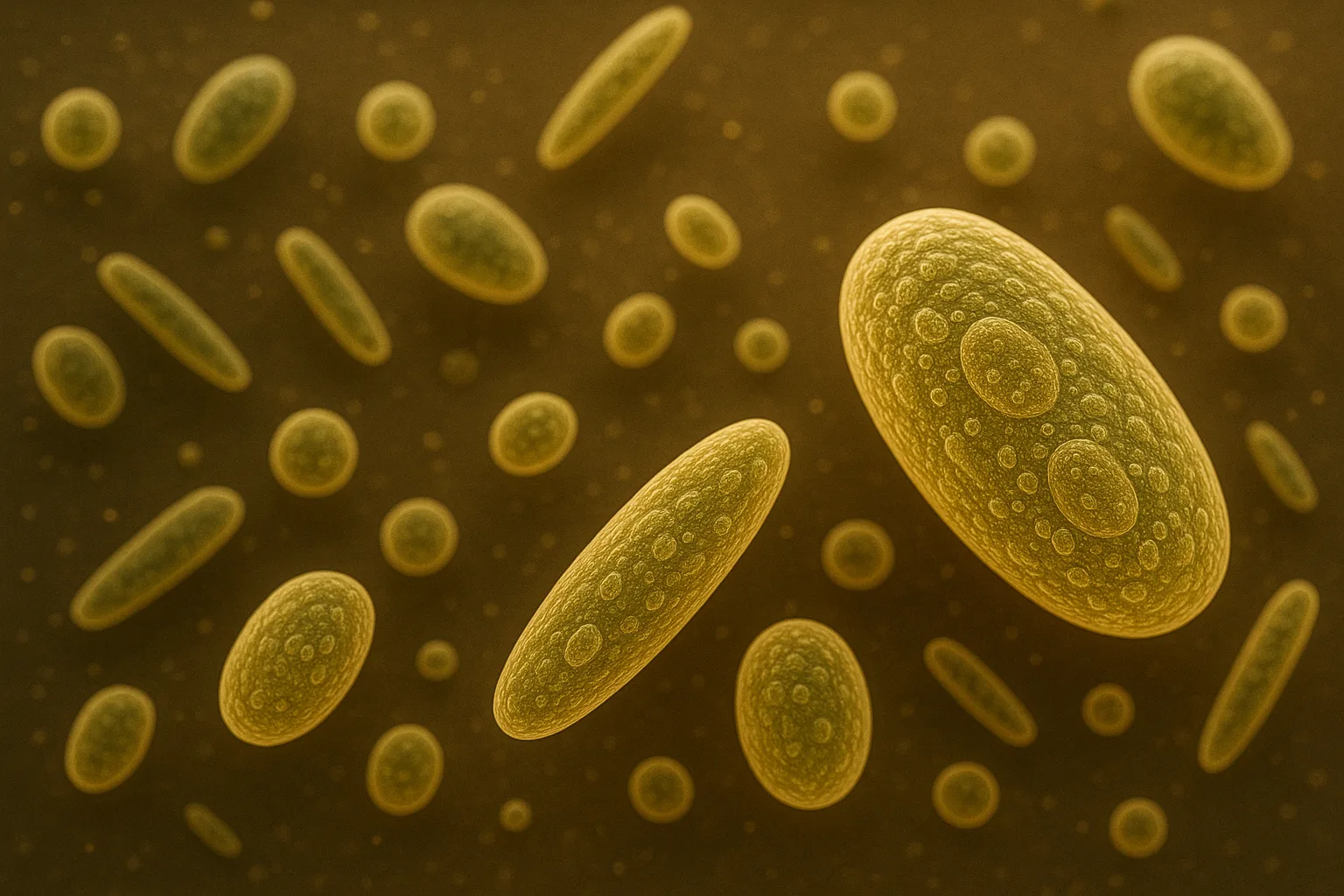 AI billede af Encellede organismer i mikroskopisk visning